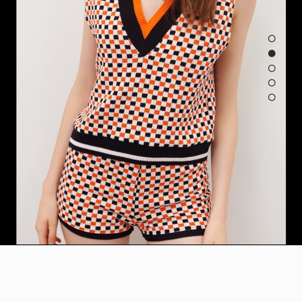 Zara Orange and Black Checkered Pajama Set